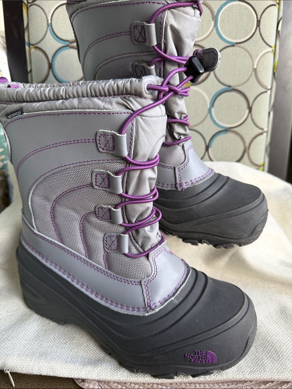 The North Face Gray and Purple Kids Snow Boots Size 4 Girls